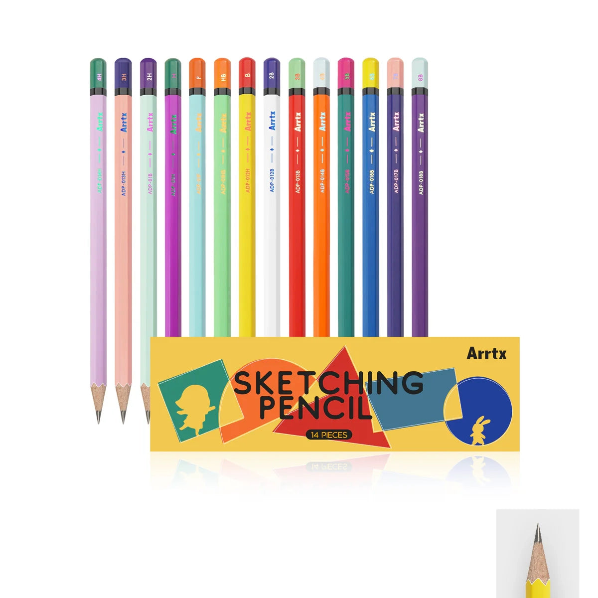 Arrtx piešimo pieštukai 14 rinkinys (4H - 8B) menininko eskizų pieštukai