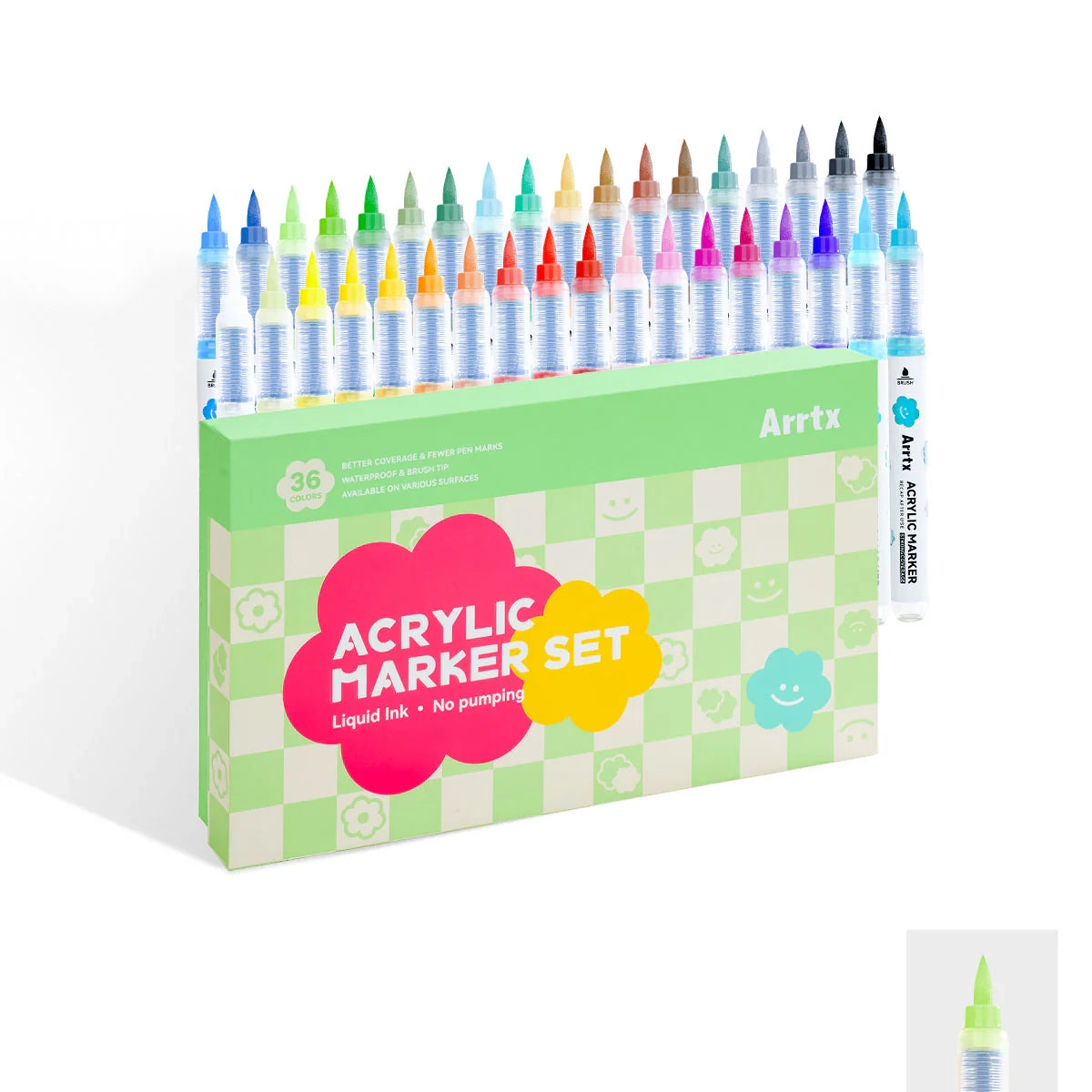 Arrtx 36 krāsu akrila marķieri ar otas galu un šķidro tinti