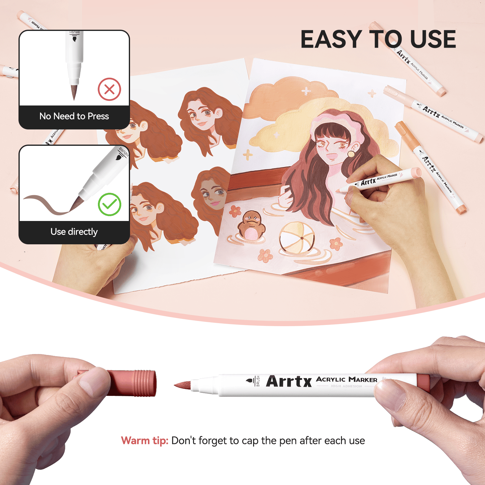 Arrtx 30 Colors Acrylic Paint Pens Skin Tone - 30C