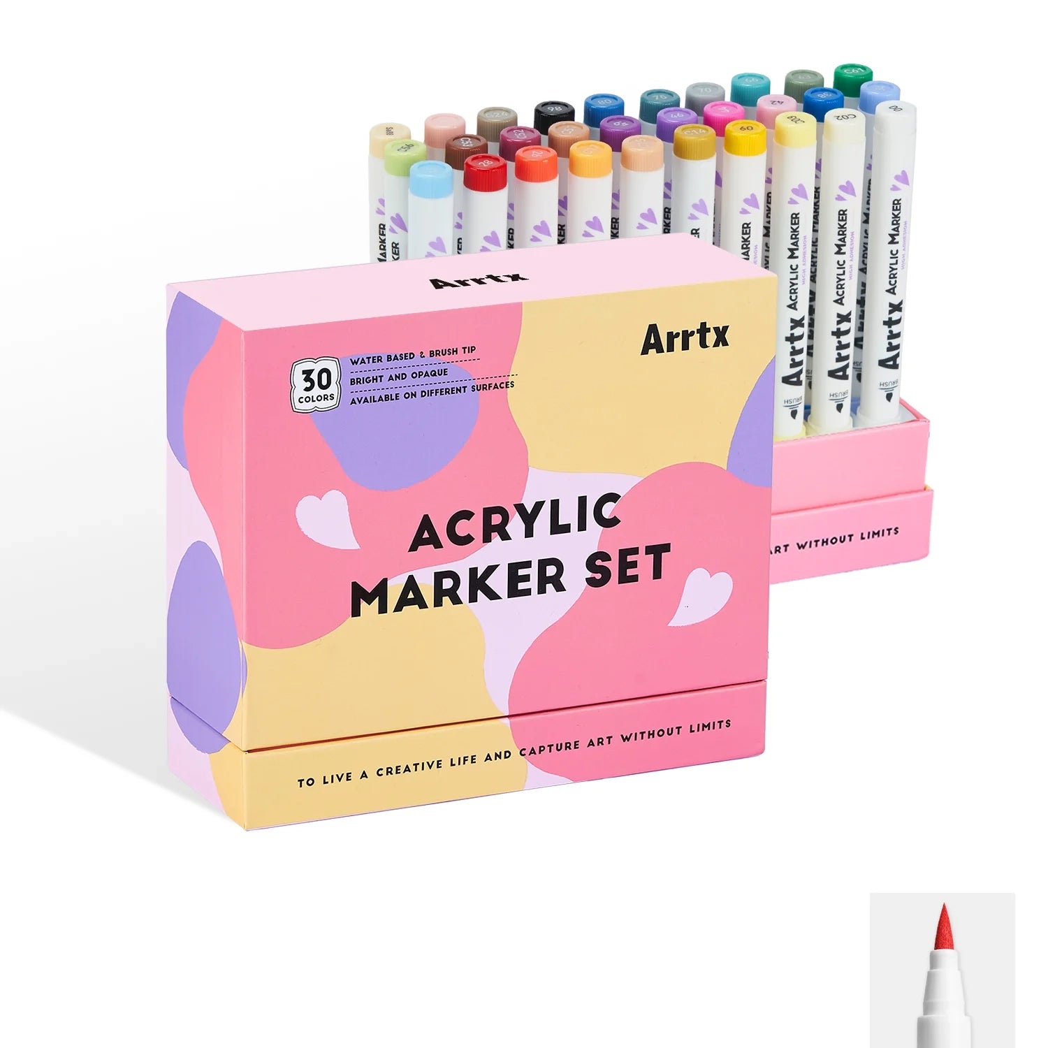 Akrüülmarkerid - viltpliiatsid Arrtx, 30 värvi - 30D
