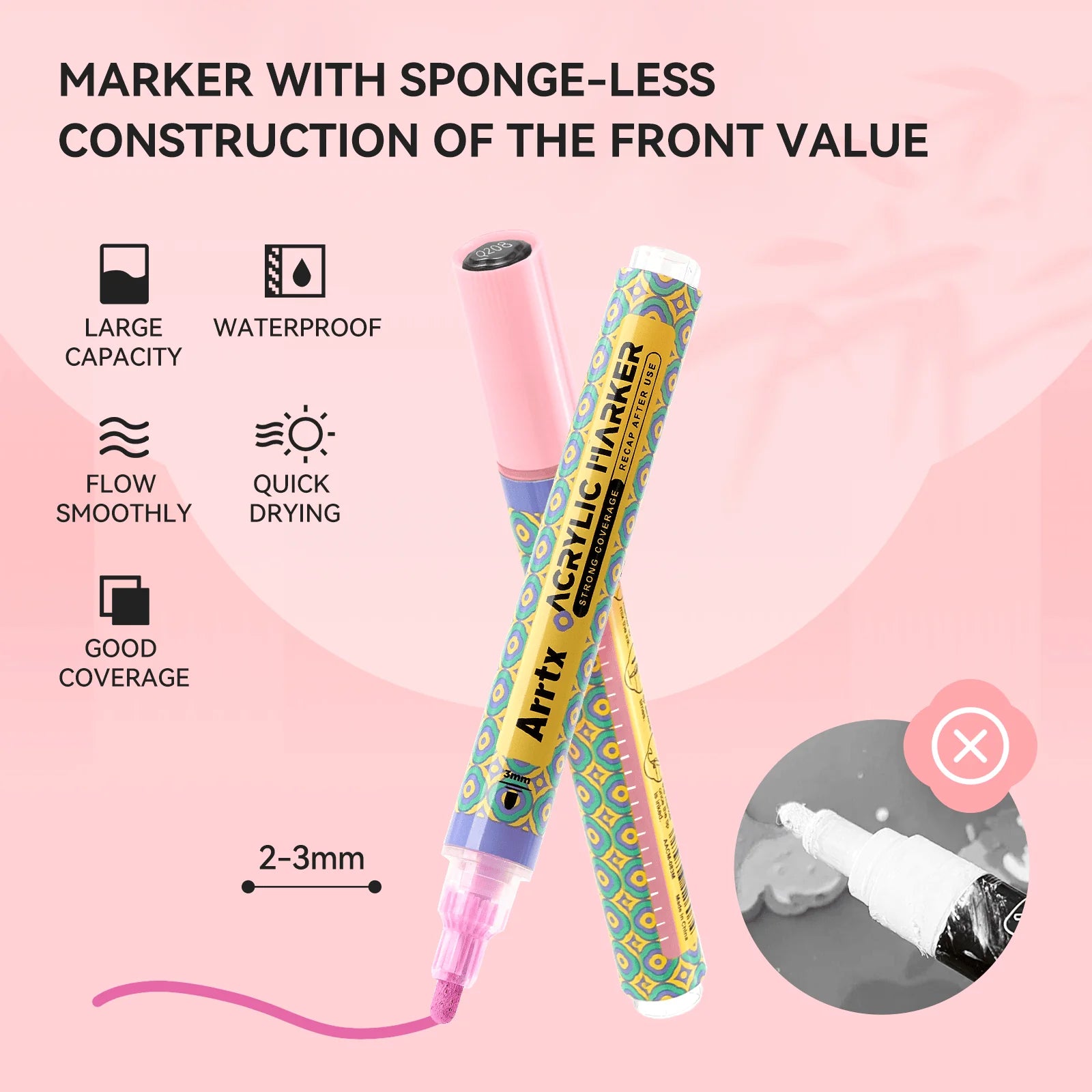 Arrtx 48 krāsu akrila marķieri (3mm gals)