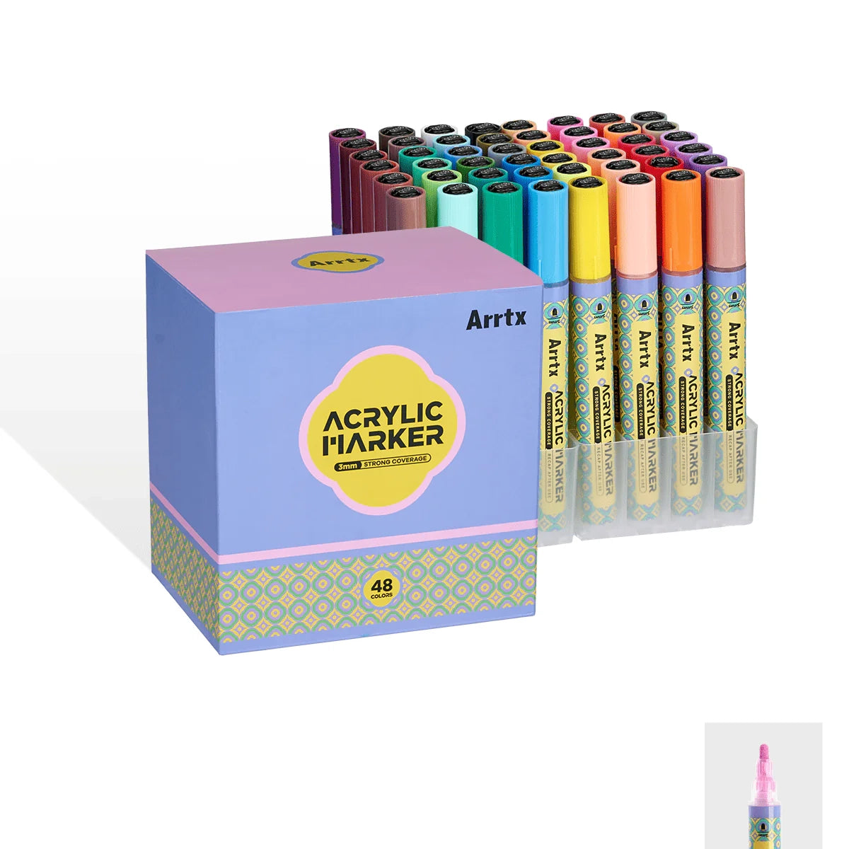 Arrtx 48 krāsu akrila marķieri (3mm gals)