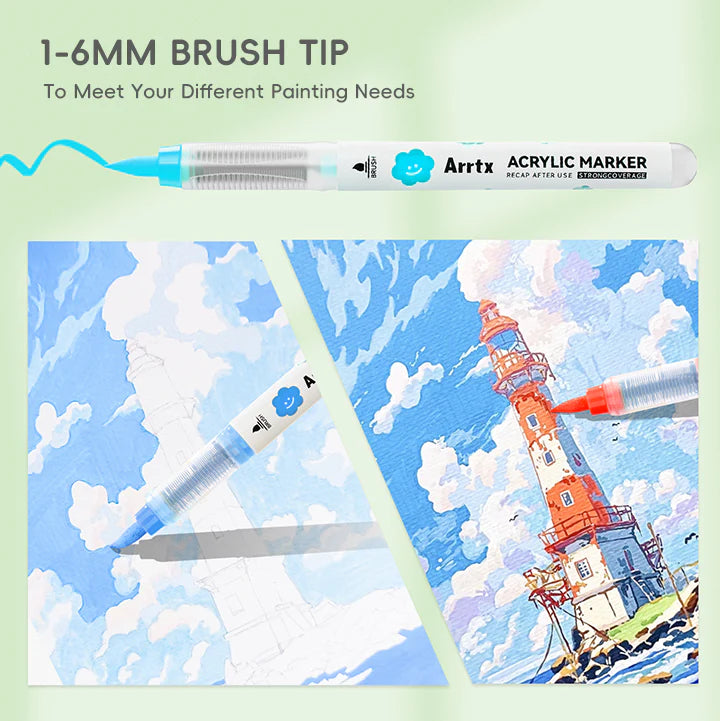 Arrtx 36 krāsu akrila marķieri ar otas galu un šķidro tinti