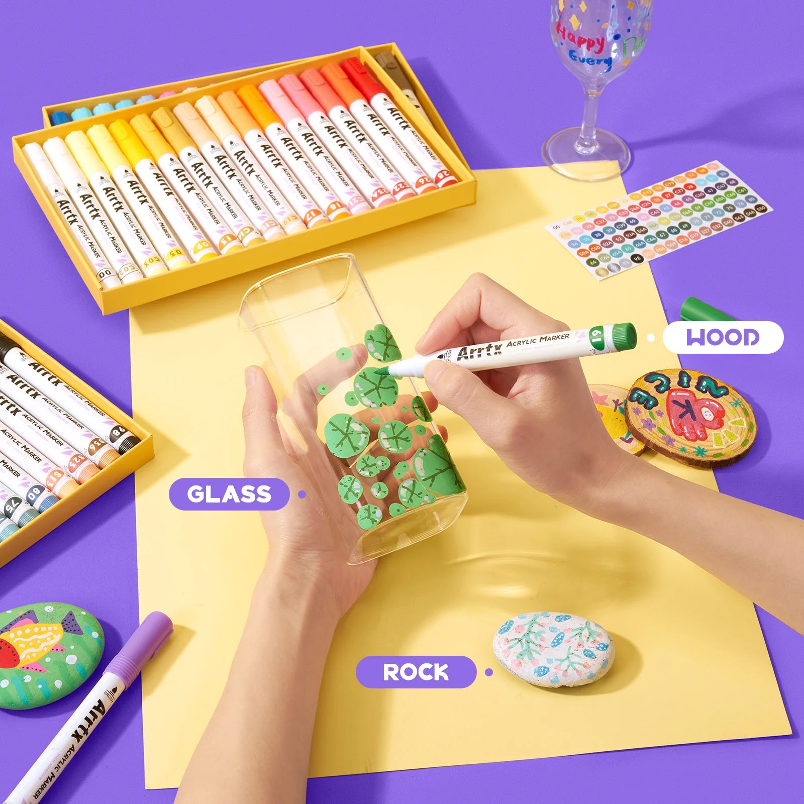 Arrtx 48 krāsu akrila pildspalvas ar otas tipa galu