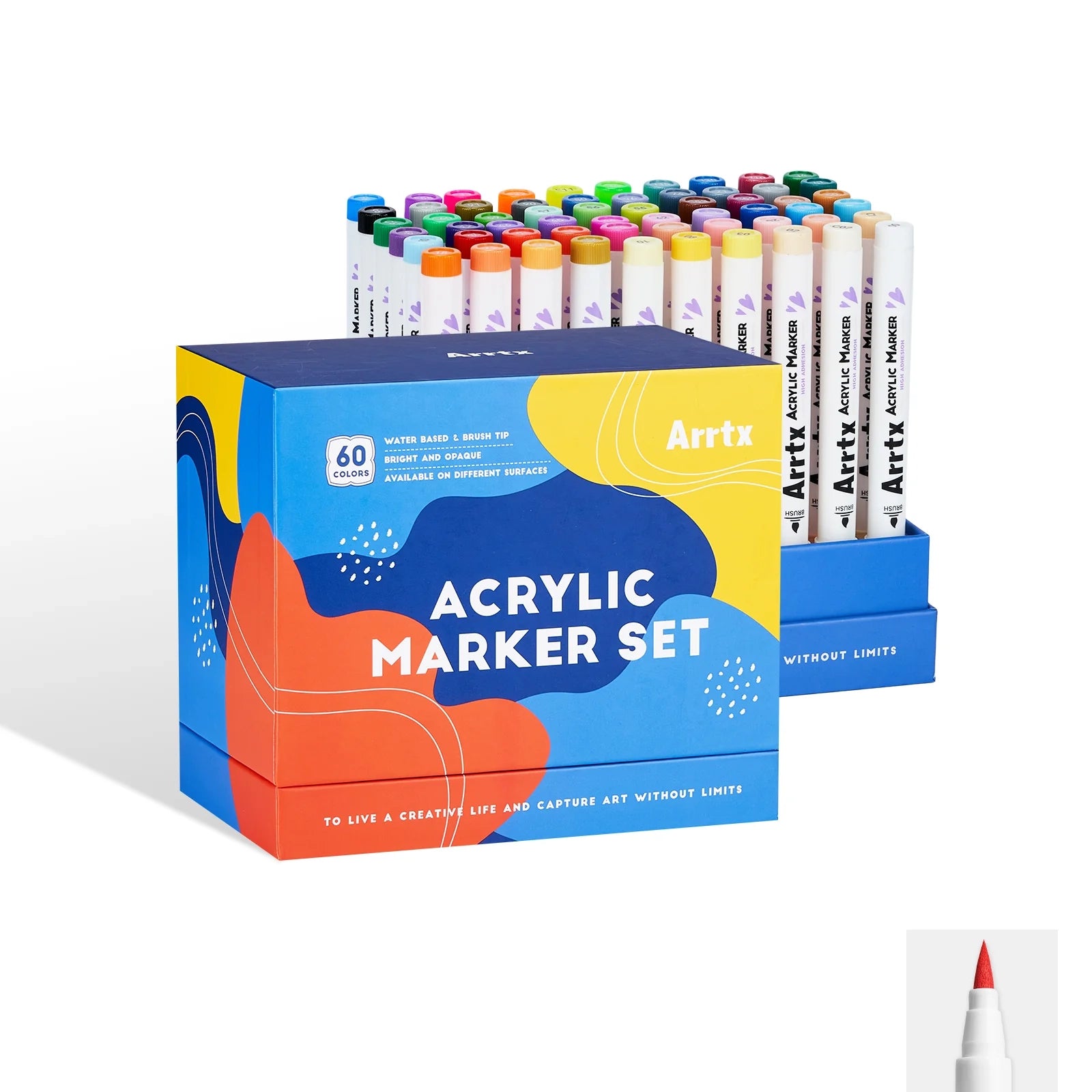 Arrtx 60 krāsu akrila pildspalvas ar otas tipa galu - 60A