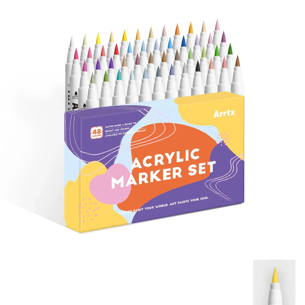 Arrtx 48 krāsu akrila pildspalvas ar otas tipa galu