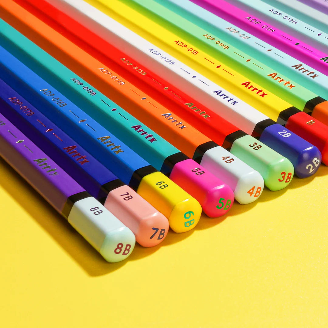 Arrtx piešimo pieštukai 14 rinkinys (4H - 8B) menininko eskizų pieštukai