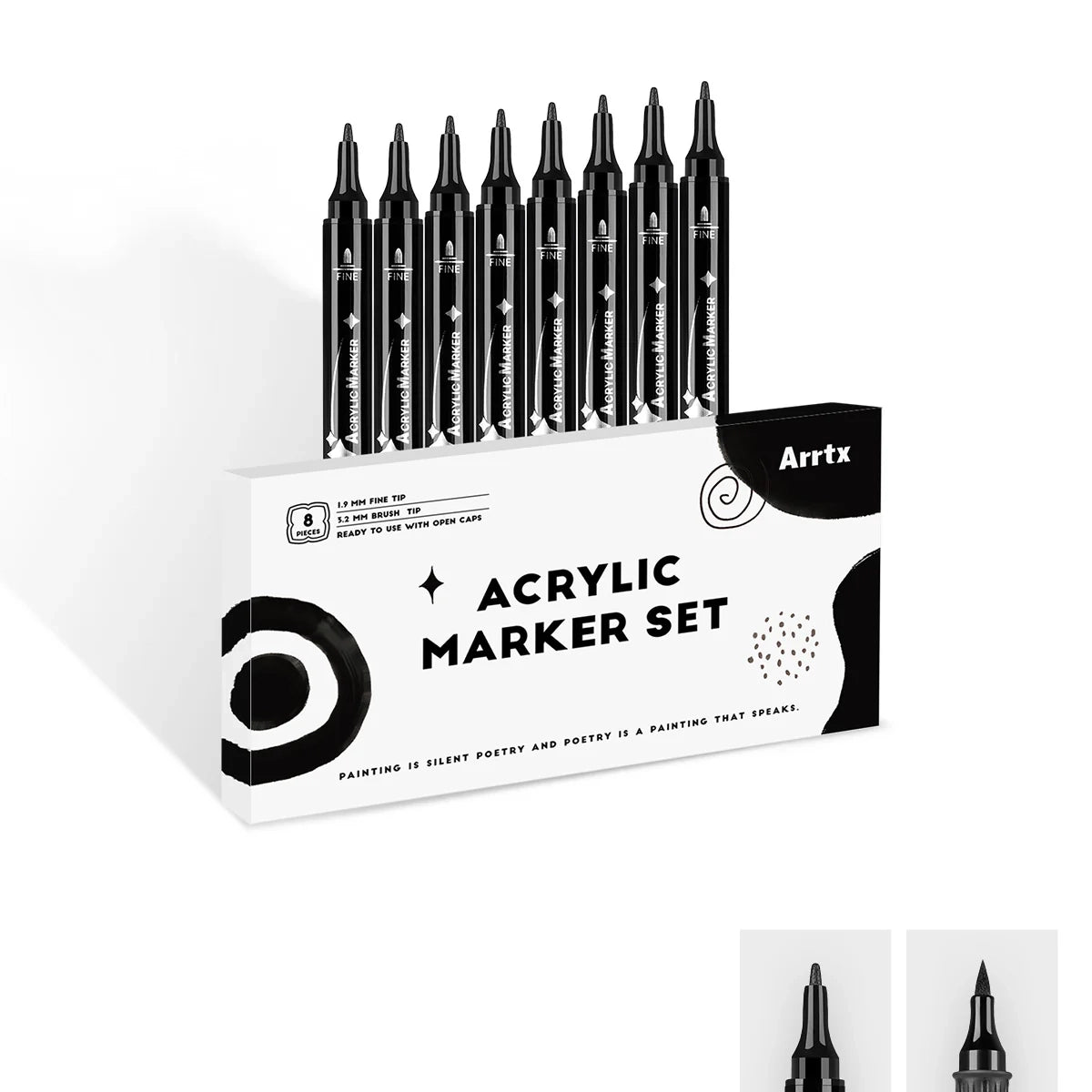 Akrüülmarkerid-flomasterid Arrtx, 8 tk