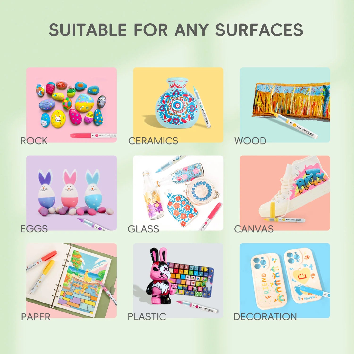 Arrtx 36 krāsu akrila marķieri ar otas galu un šķidro tinti