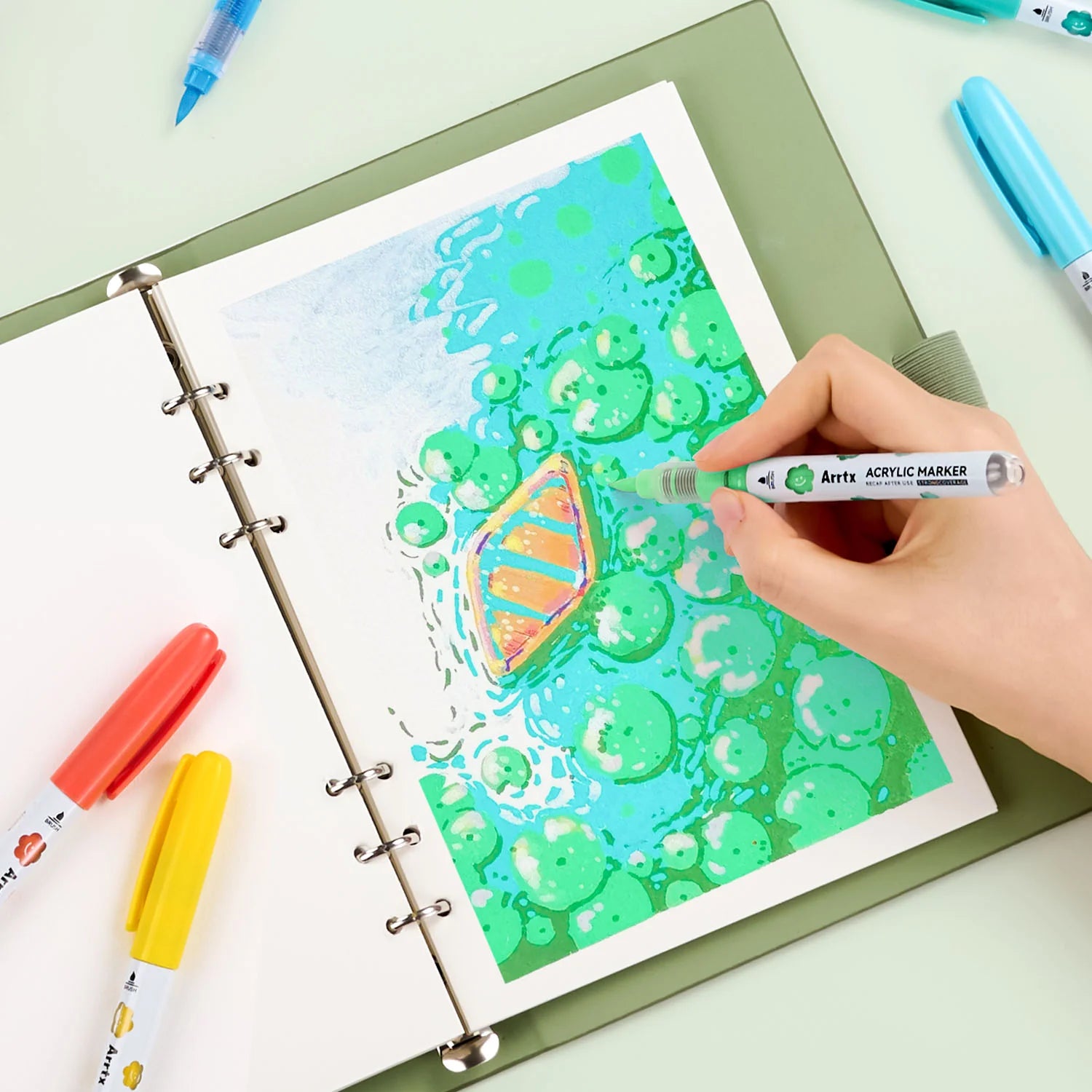 Arrtx 36 krāsu akrila marķieri ar otas galu un šķidro tinti