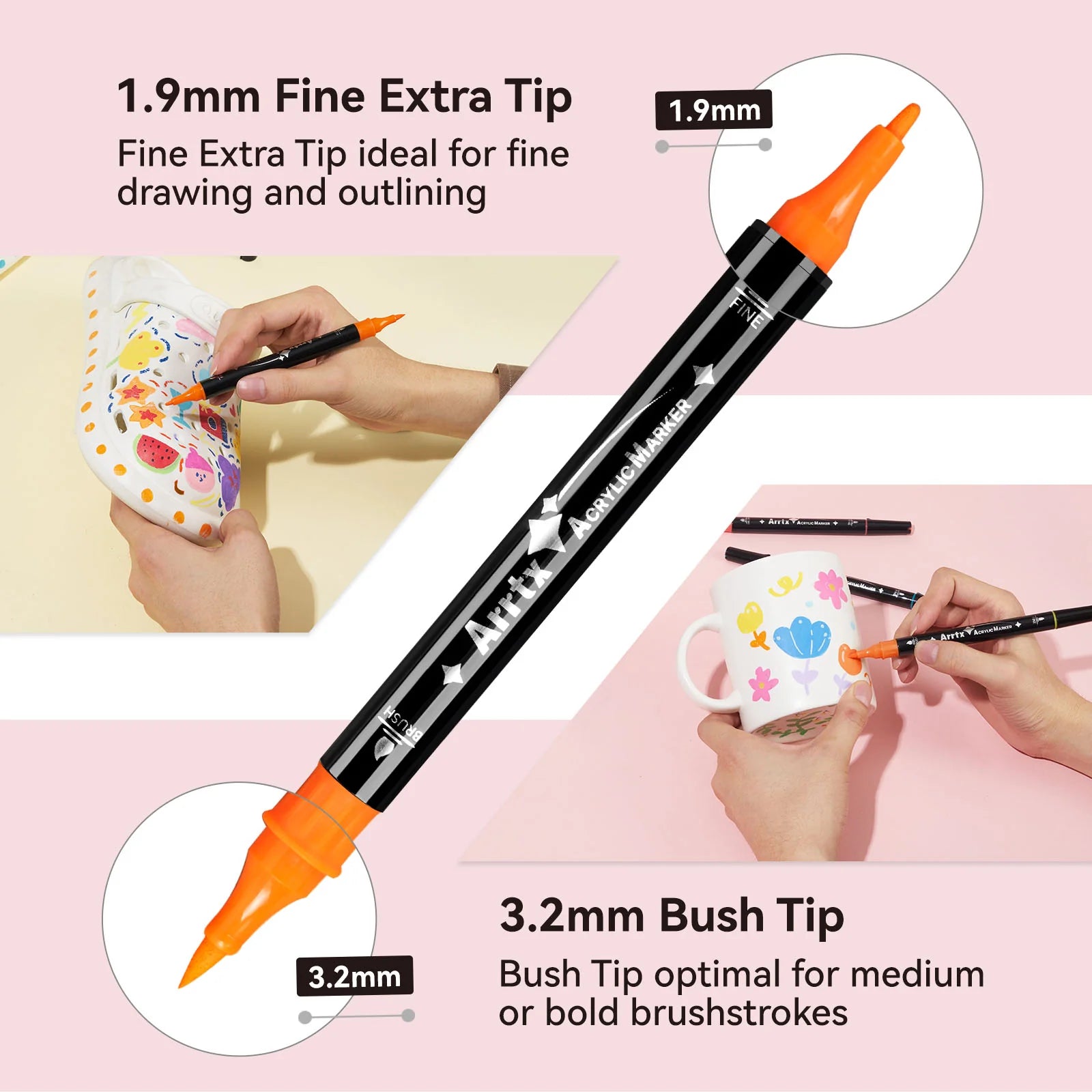 Акриловые маркеры - фломастеры Arrtx, 64 цвета