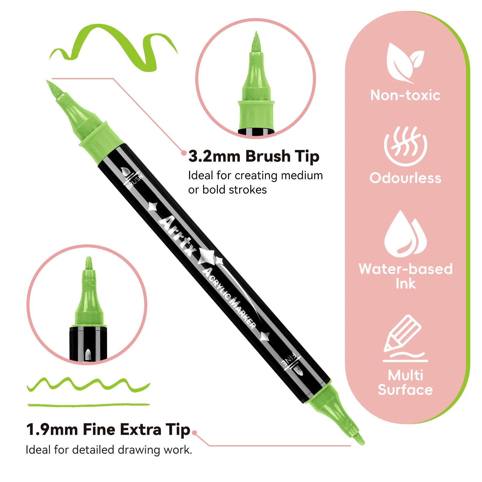 Akrüülmarkerid-viltpliiatsid Arrtx, 112 tk