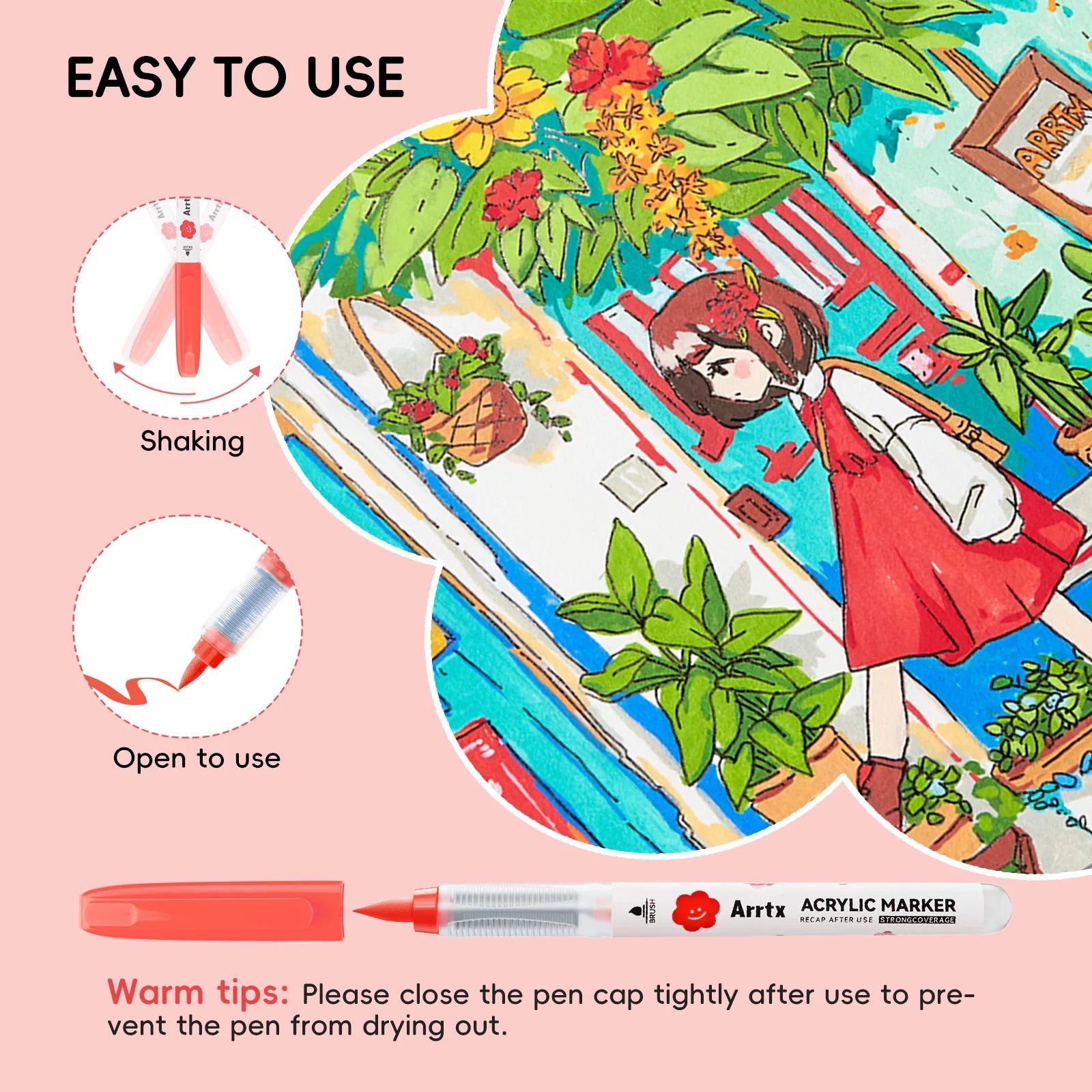 Akrüülmarkerid-viltpliiatsid Arrtx, 60 tk