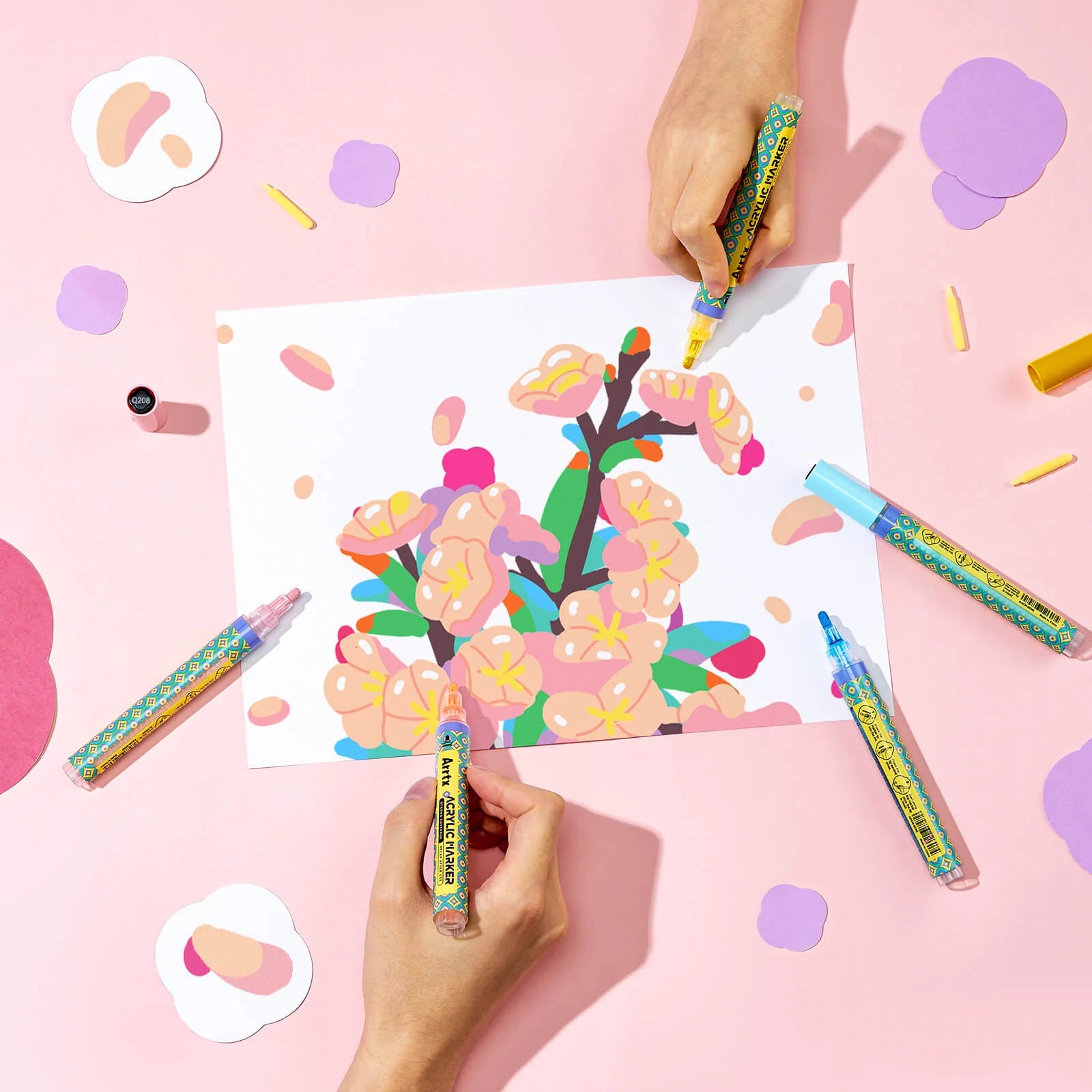 Arrtx 48 krāsu akrila marķieri (3mm gals)