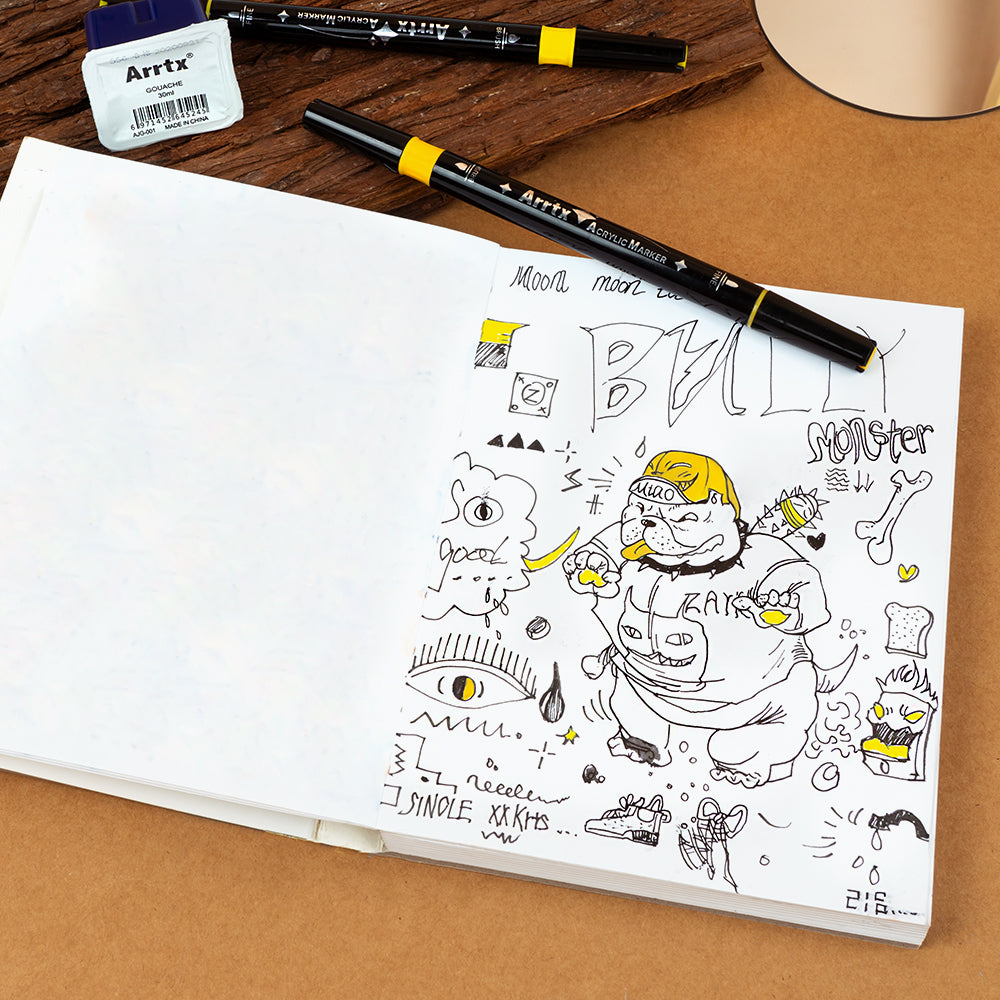 Arrtx 32 krāsu akrila marķieri, otas un smalkais gals (divpusējas)