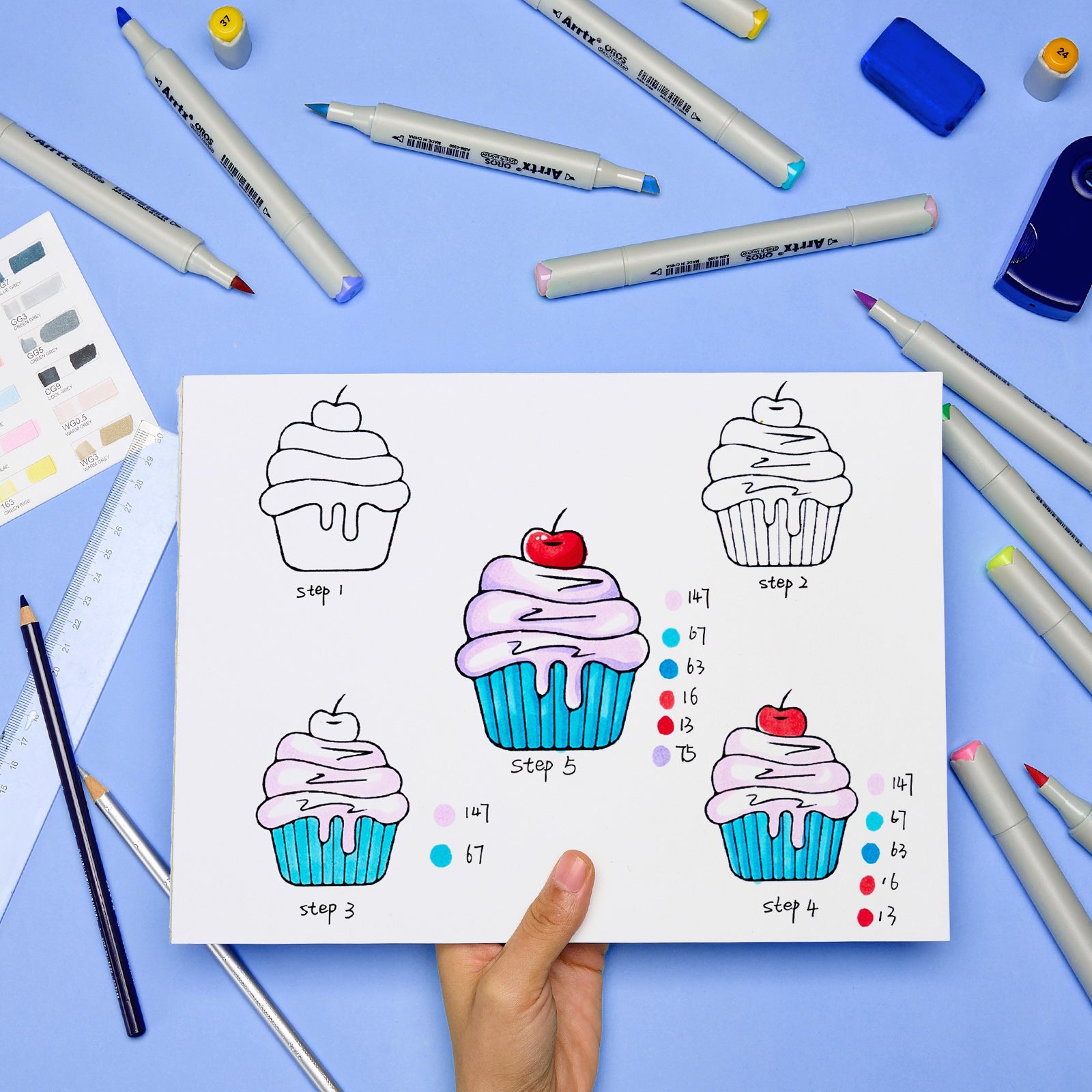 Kahepoolsed markerid-viltpliiatsid ARRTX Oros, 80 värvi