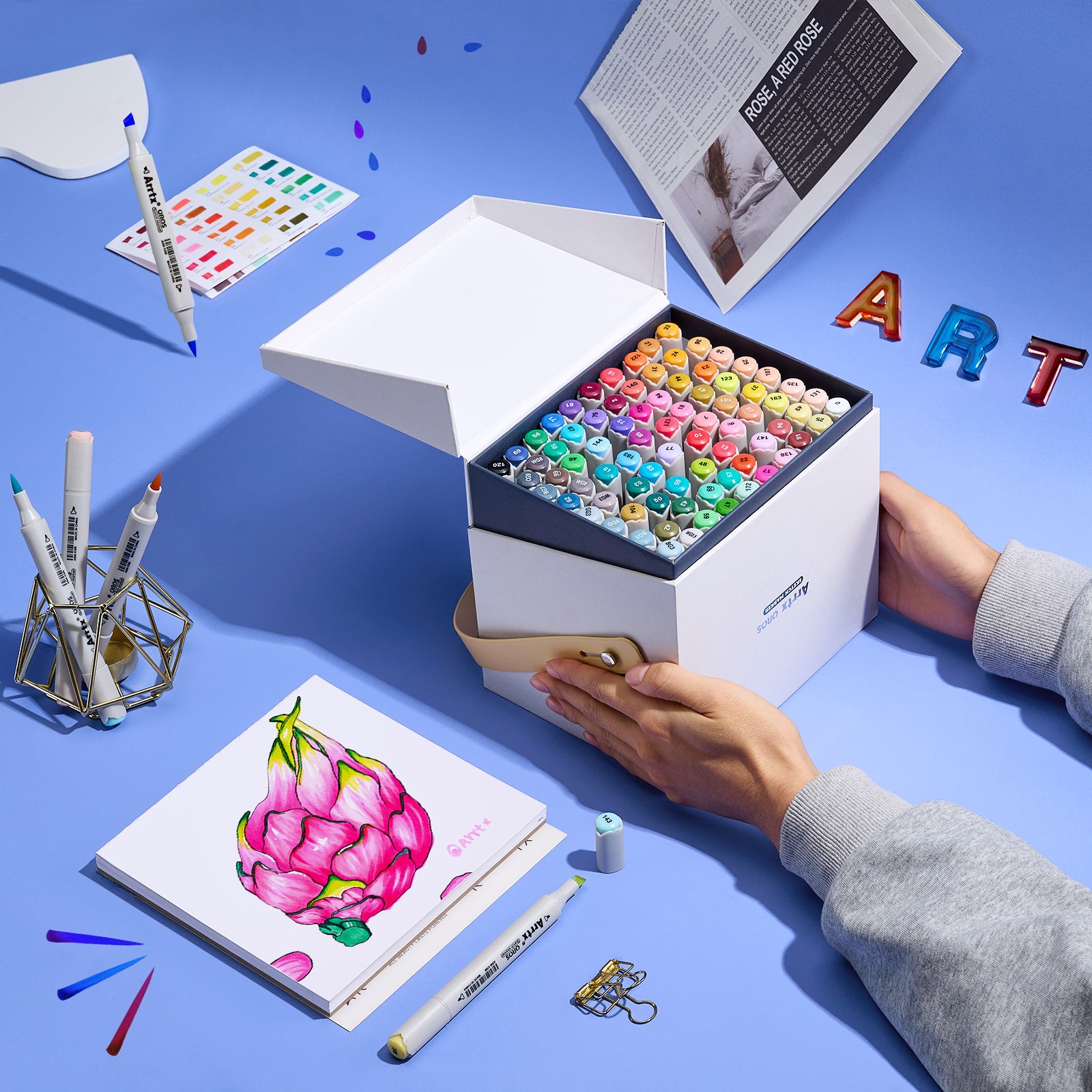 Kahepoolsed markerid-viltpliiatsid ARRTX Oros, 80 värvi