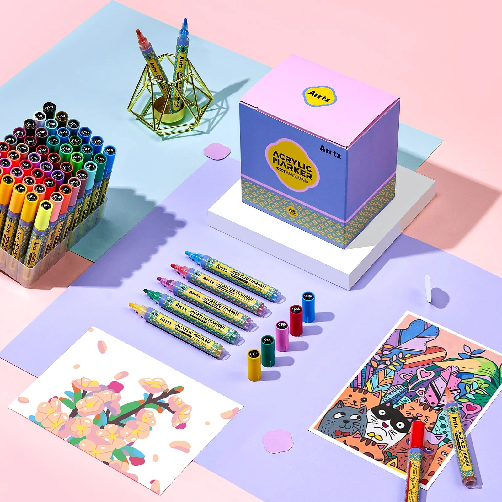 Arrtx 48 krāsu akrila marķieri (3mm gals)