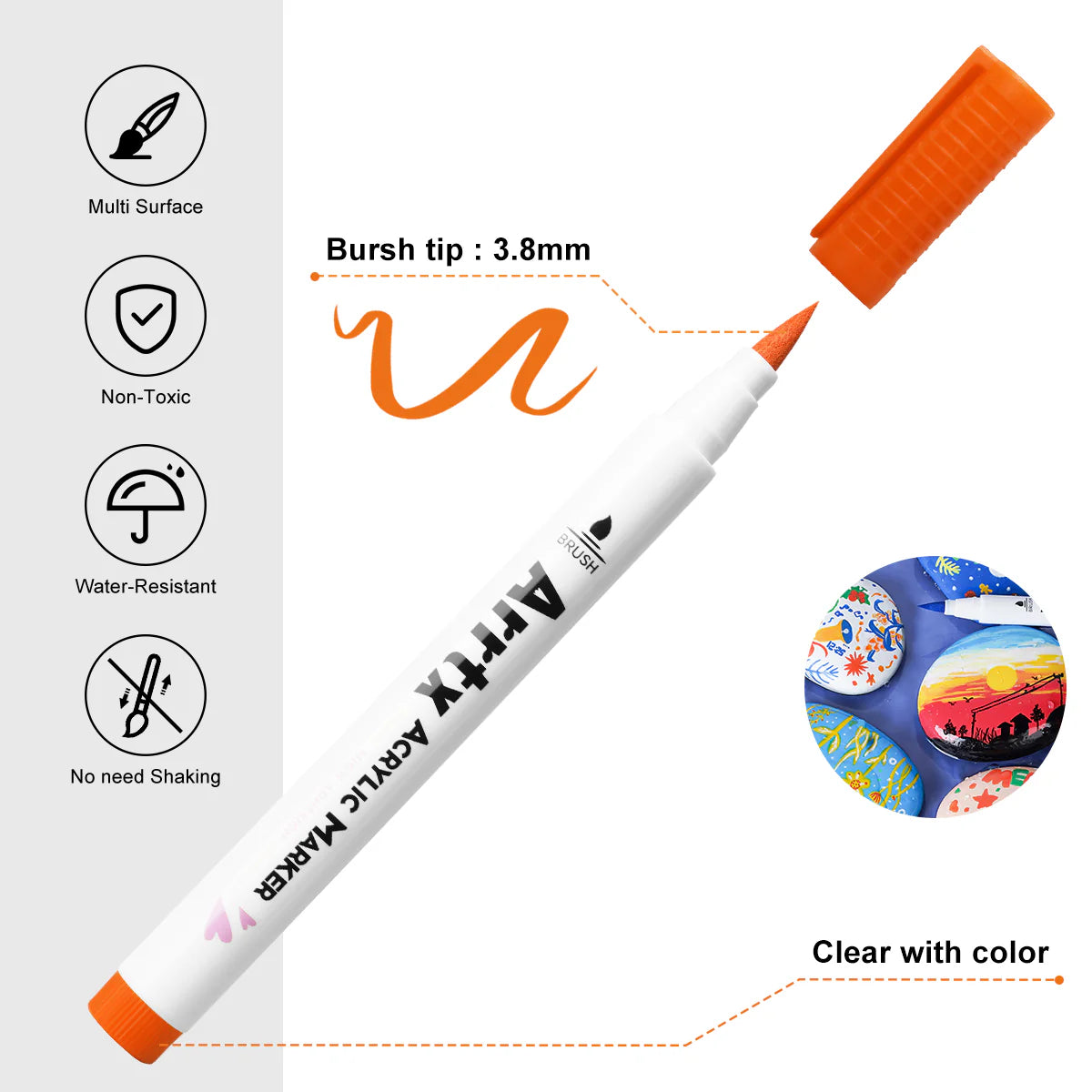 Arrtx 30 Colors Acrylic Paint Pens - 30B 