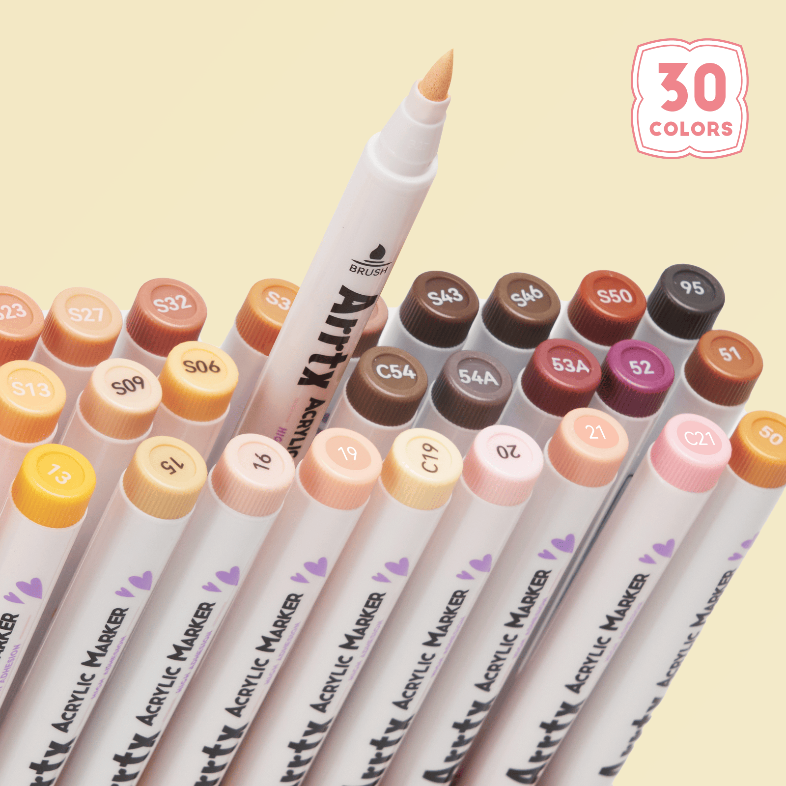 Arrtx 30 Colors Acrylic Paint Pens Skin Tone - 30C