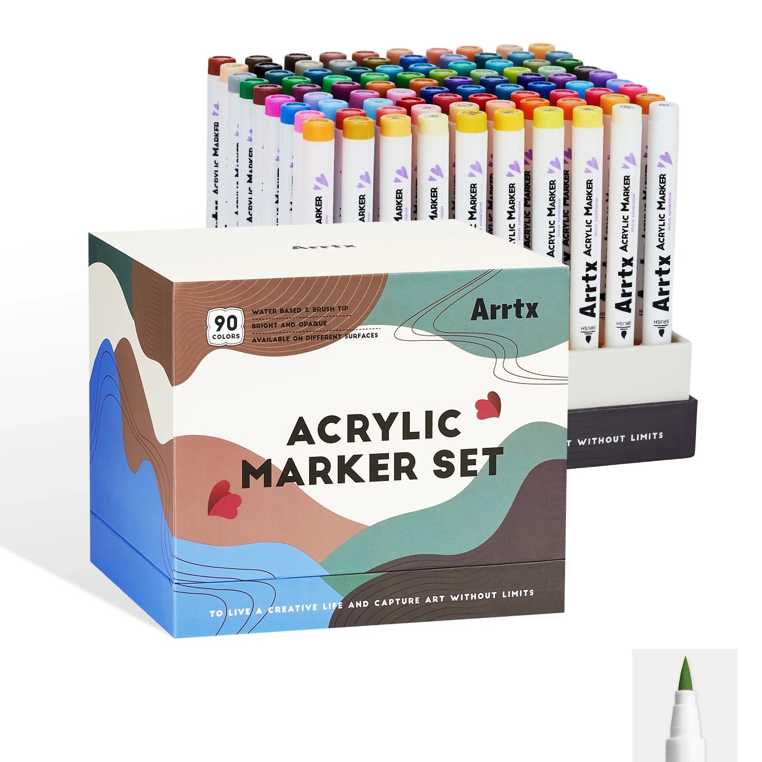 Arrtx 90 krāsu akrila pildspalvas ar otas tipa galu - 90A