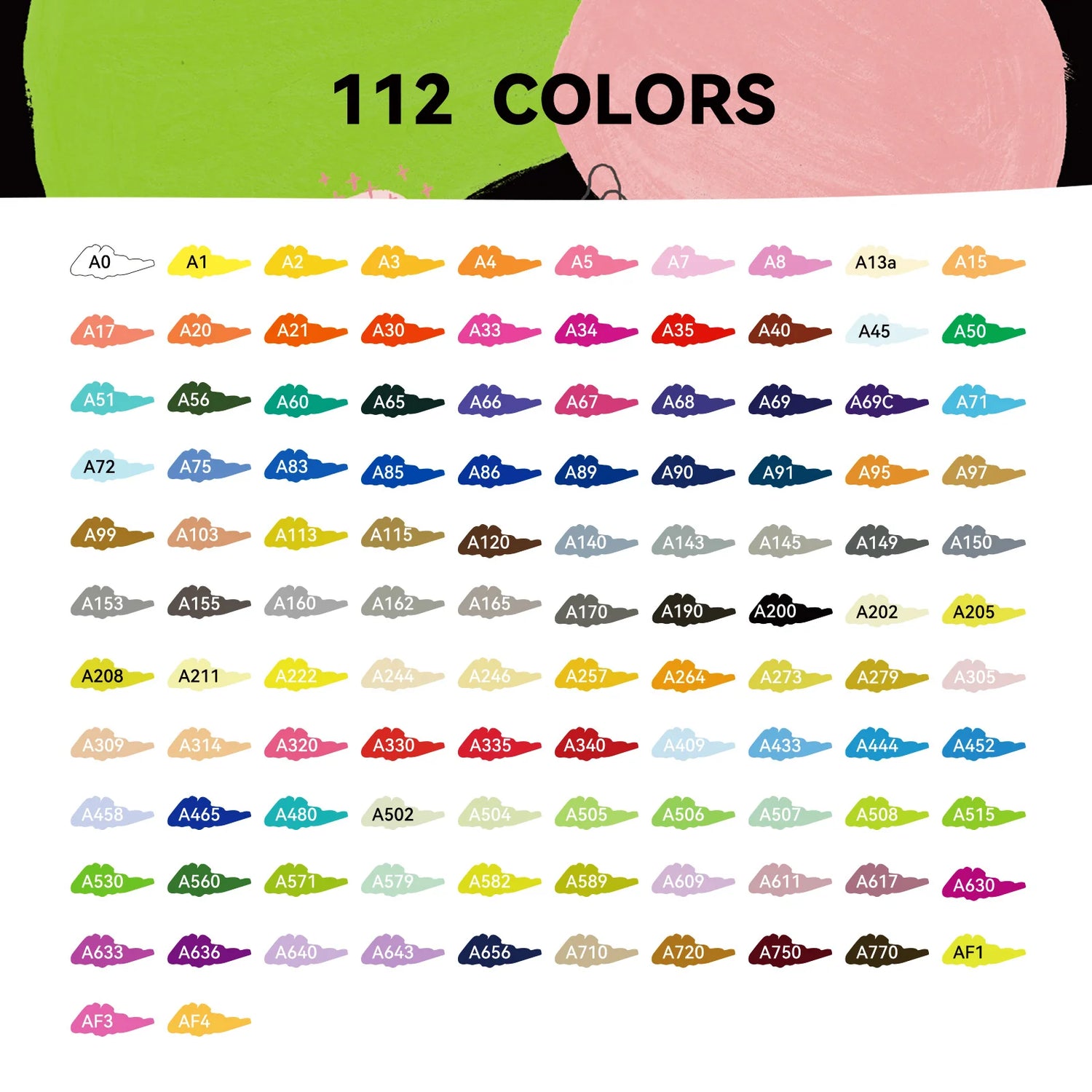 Akrüülmarkerid-viltpliiatsid Arrtx, 112 tk