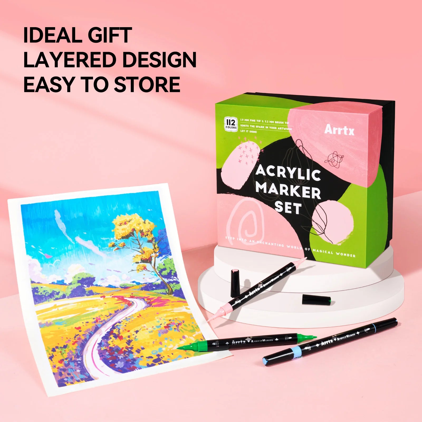 Akrüülmarkerid-viltpliiatsid Arrtx, 112 tk