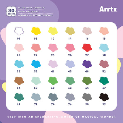 Акриловые маркеры - фломастеры Arrtx, 30 цвета (30A)